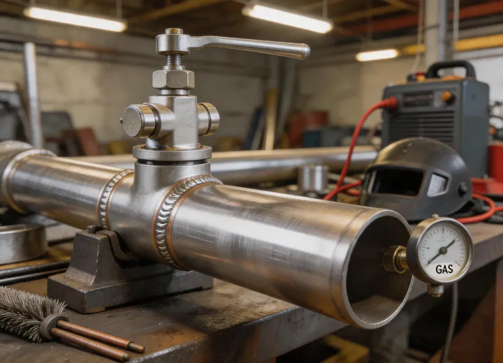 Fabrication detail for stainless gas process piping