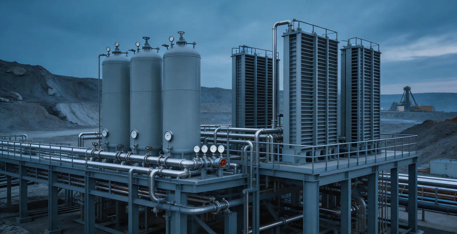 Cryogenic gas storage and process plant support at a mine site